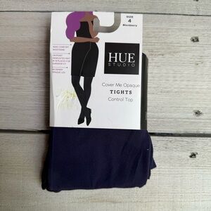 Hue Studio Women's Cover Me Opaque Control Top Tights - BlackBerry Size 4